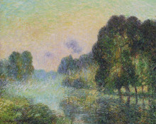 Копия картины "by the eure river fog effect" художника "луазо гюстав"