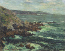Копия картины "rock cliffs by the sea in britain" художника "луазо гюстав"