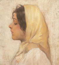 Картина "peasant woman with yellow headscarf" художника "лучиан штефан"