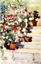 Репродукция картины "flowers on stairs" художника "лучиан штефан"