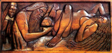 Копия картины "birth, wooden bed panel" художника "лякомб жорж"