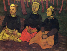 Репродукция картины "three breton women in the forest" художника "лякомб жорж"