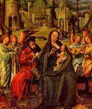 Репродукция картины "holy family with st. catherine and st. barbara" художника "мабюз"