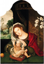 Копия картины "madonna and child playing with the veil" художника "мабюз"