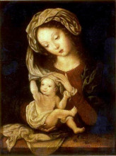 Репродукция картины "madonna and child with cherries" художника "мабюз"