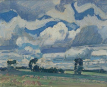 Репродукция картины "fields and sky" художника "макдональд джеймс эдуард херви"