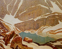 Копия картины "mountain snowfall, lake oesa" художника "макдональд джеймс эдуард херви"