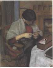 Репродукция картины "elisabeth gerhard sewing" художника "маке август"