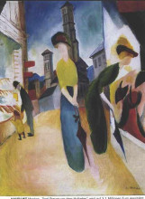 Репродукция картины "two women in front of a hat shop" художника "маке август"