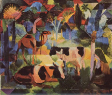 Картина "landscape with cows and a camel" художника "маке август"