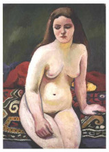 Репродукция картины "female nude at a knited carpet" художника "маке август"