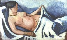 Репродукция картины "reclining female nude" художника "маке август"
