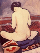 Копия картины "seated female with a pillow" художника "маке август"
