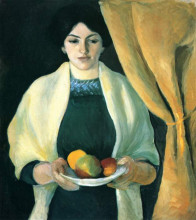 Репродукция картины "portrait&#160;with apples (portrait of the&#160;artist&#39;s wife)" художника "маке август"