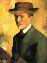 Картина "self-portrait&#160;with hat" художника "маке август"