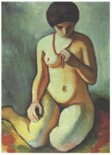 Картина "female nude with corall necklace" художника "маке август"
