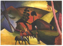 Картина "native aericans on horses" художника "маке август"