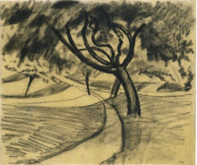 Копия картины "trees&#160;and fields" художника "маке август"