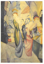 Репродукция картины "bright woman in front of a hat store" художника "маке август"