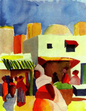Картина "market&#160;in algiers" художника "маке август"
