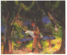 Репродукция картины "reading man in park" художника "маке август"