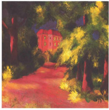 Картина "red house in park" художника "маке август"