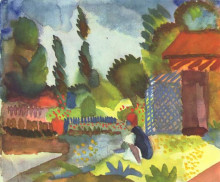 Репродукция картины "tunis landscape with a sedentary arabs" художника "маке август"