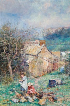Репродукция картины "the cottage children (rain and sunshine)" художника "мак-каббин фредерик"