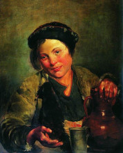 Репродукция картины "мальчик, продающий квас" художника "маковский владимир"