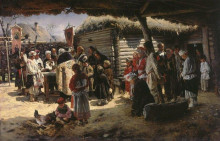 Репродукция картины "молебен на пасхе" художника "маковский владимир"