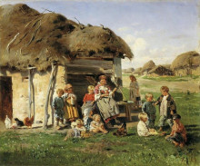 Репродукция картины "крестьянские дети" художника "маковский владимир"