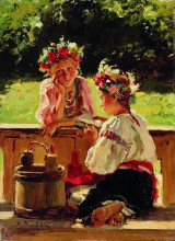 Репродукция картины "девушки, освещенные солнцем" художника "маковский владимир"