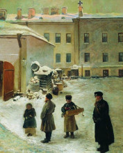 Репродукция картины "петербургский дворик" художника "маковский константин"