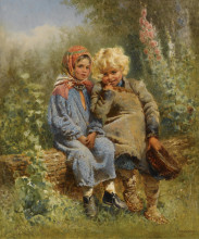 Копия картины "peasant children at rest" художника "маковский константин"