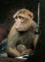 Репродукция картины "monkey playing pianoforte" художника "макс габриэль фон"