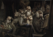 Картина "monkeys and painting" художника "макс габриэль фон"