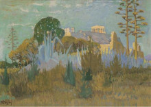 Репродукция картины "view of acropolis" художника "малеас константин"