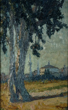 Картина "landscape with tree and mosque in the background" художника "малеас константин"