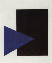 Репродукция картины "супрематизм с синим треугольником и черным треугольником" художника "малевич казимир"