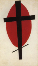 Репродукция картины "черный крест на красном овале" художника "малевич казимир"