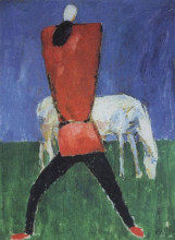 Копия картины "человек с лошадью" художника "малевич казимир"