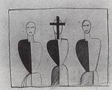 Копия картины "три супрематические фигуры" художника "малевич казимир"