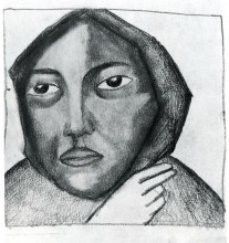 Репродукция картины "молящаяся женщина" художника "малевич казимир"