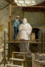 Копия картины "the atelier of the sculptor sim&#245;es de almeida" художника "мальоа жозе"