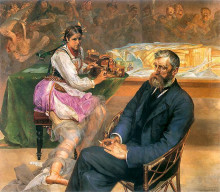 Копия картины "portrait of adam asnyk with a muse" художника "мальчевский яцек"