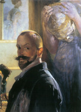 Картина "self-portrait with skull" художника "мальчевский яцек"