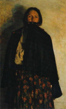 Картина "a peasant covering up her mouth by coat" художника "малявин филипп"