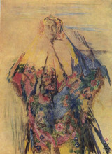 Картина "a peasant woman with a patterned headscarf" художника "малявин филипп"