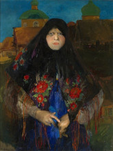 Репродукция картины "portrait of a rich peasant" художника "малявин филипп"