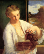 Репродукция картины "a woman pouring water (study of suzanne leenhoff)" художника "мане эдуард"